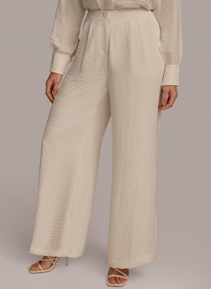 Donna Karan Pleated Wide Leg Pants Cream | NZ_DK32105