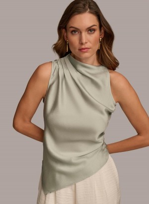 Donna Karan Ruched With Angled Hem Sweaters and Tops Grey | NZ_DK24479