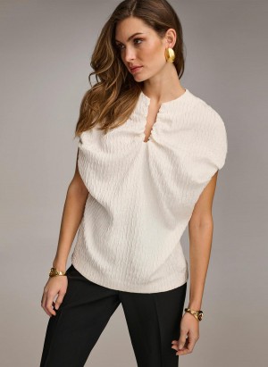 Donna Karan Textured Sweaters and Tops White | NZ_DK70892