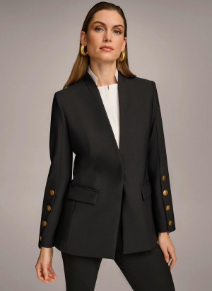 Donna Karan With Button Details On Sleeve Jacket Black | NZ_DK38503