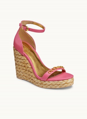 Donna Karan Yulissa Ankle Strap Espadrille Heels Rose | NZ_DK52611