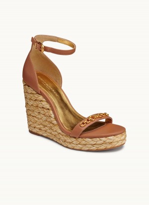 Donna Karan Yulissa Ankle Strap Espadrille Sandals Brown | NZ_DK29840