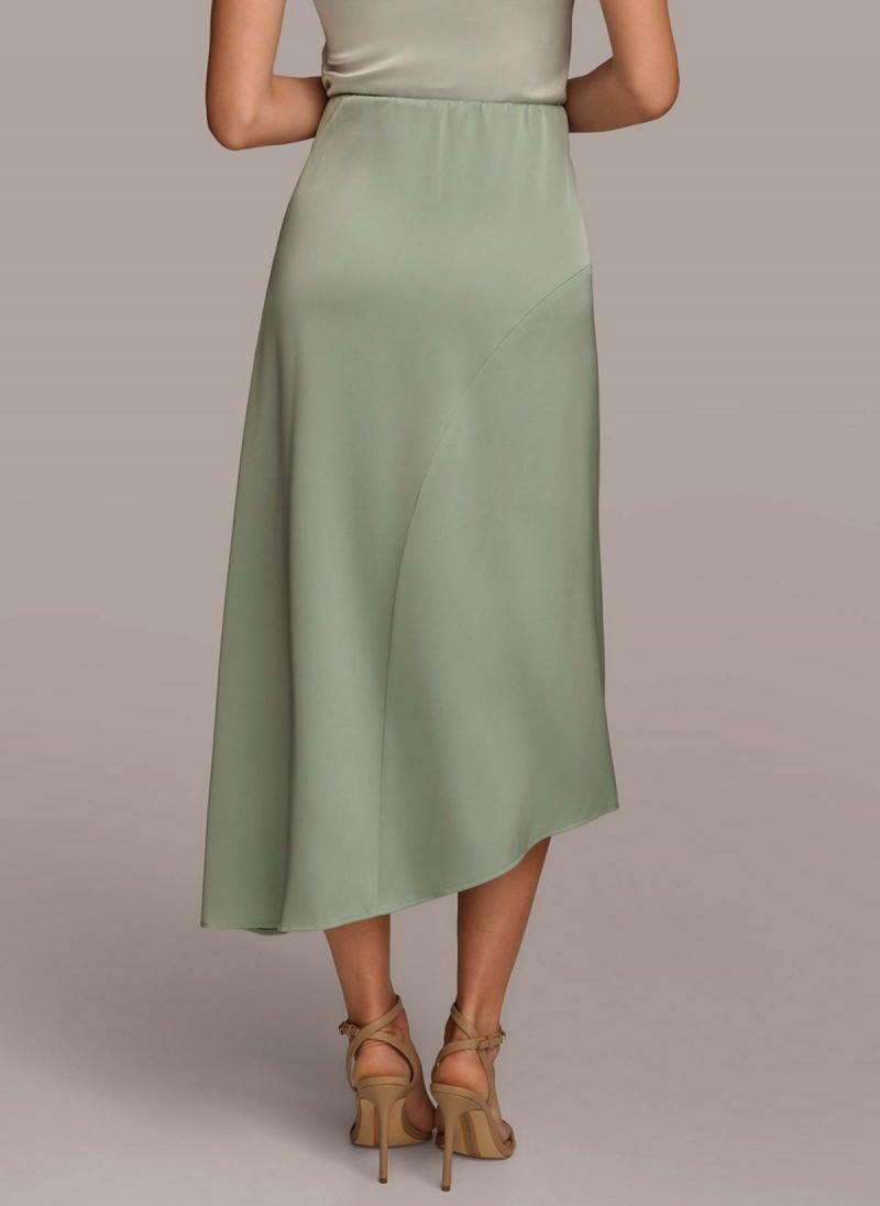 Donna Karan Asymmetrical Flare Hem Skirt Green | NZ_DK44616