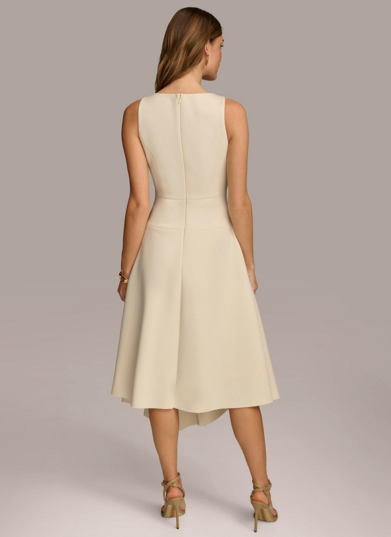 Donna Karan Asymmetrical Midi Dress White | NZ_DK58965