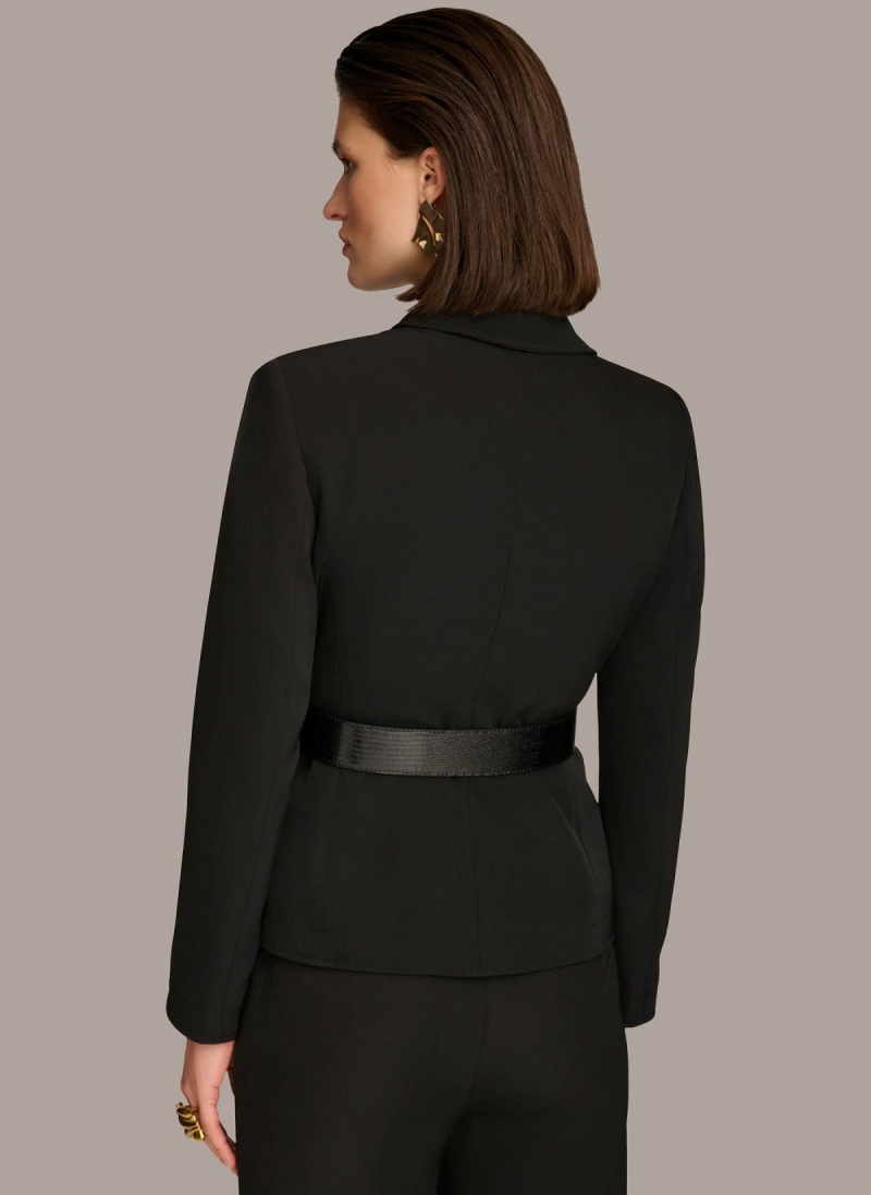 Donna Karan Belted Blazer Jacket Black | NZ_DK17906