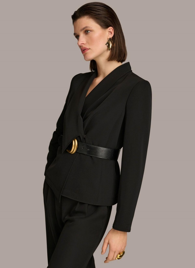 Donna Karan Belted Blazer Jacket Black | NZ_DK17906