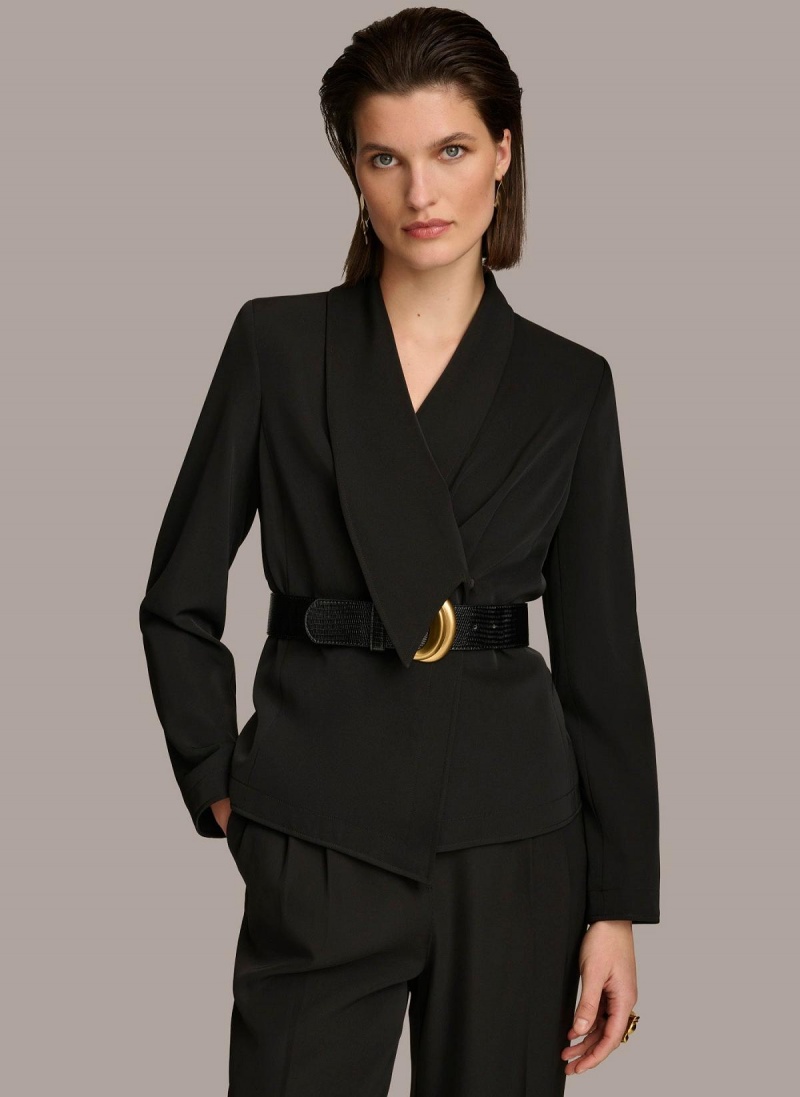 Donna Karan Belted Blazer Jacket Black | NZ_DK17906