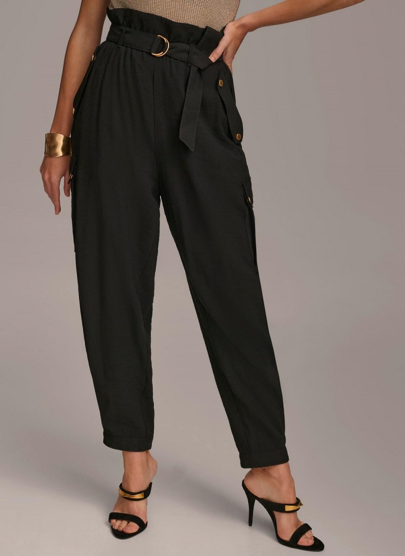 Donna Karan Belted Cargo Pants Black | NZ_DK28483