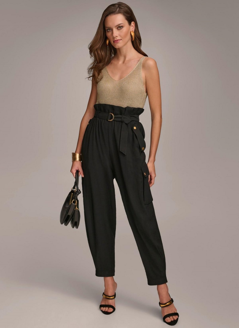 Donna Karan Belted Cargo Pants Black | NZ_DK28483