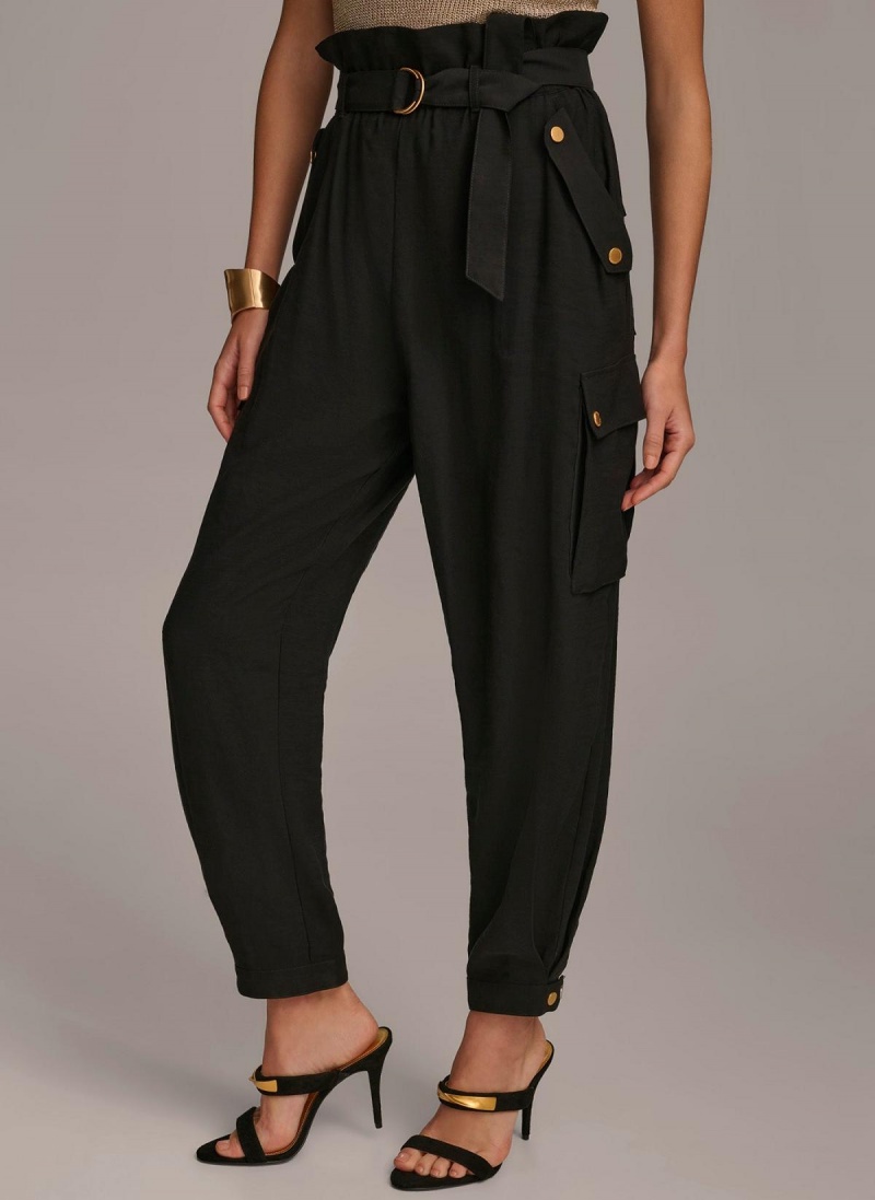 Donna Karan Belted Cargo Pants Black | NZ_DK28483