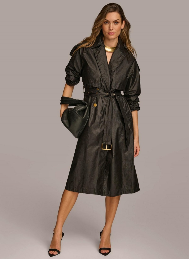 Donna Karan Belted Light Weight Trench Outerwear Black | NZ_DK35535