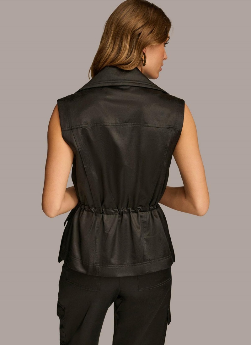 Donna Karan Belted Vest Outerwear Black | NZ_DK61197