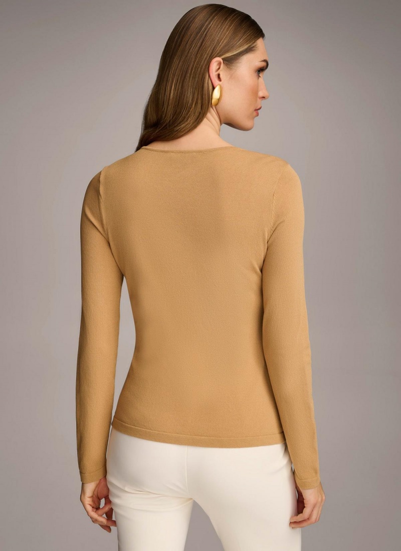 Donna Karan Buckle Hardware Sweaters and Tops Brown | NZ_DK72977