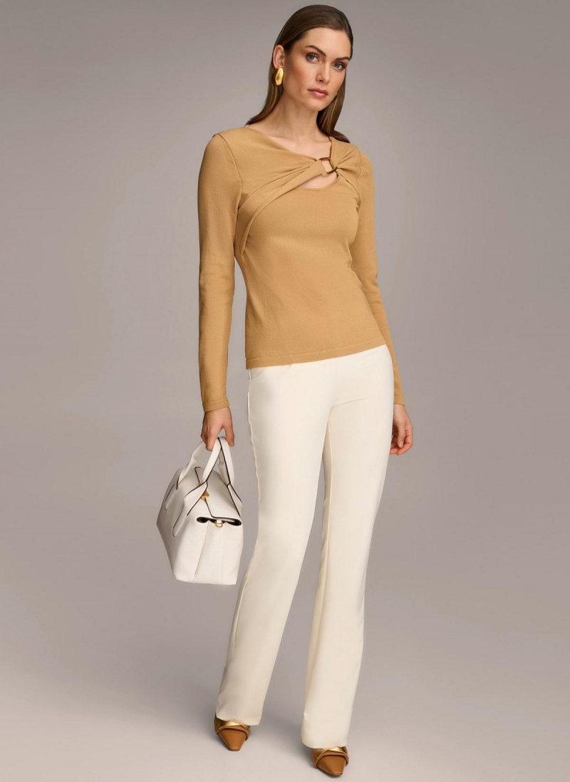 Donna Karan Buckle Hardware Sweaters and Tops Brown | NZ_DK72977