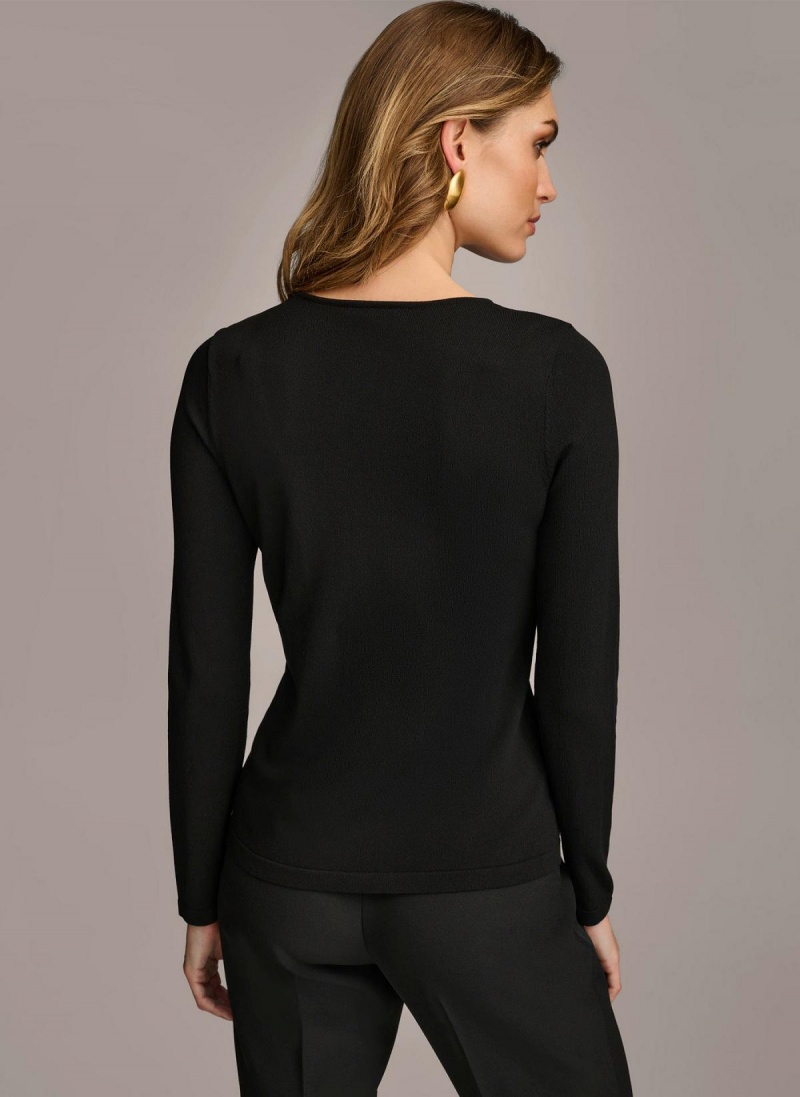 Donna Karan Buckle Hardware Sweaters and Tops Black | NZ_DK68337