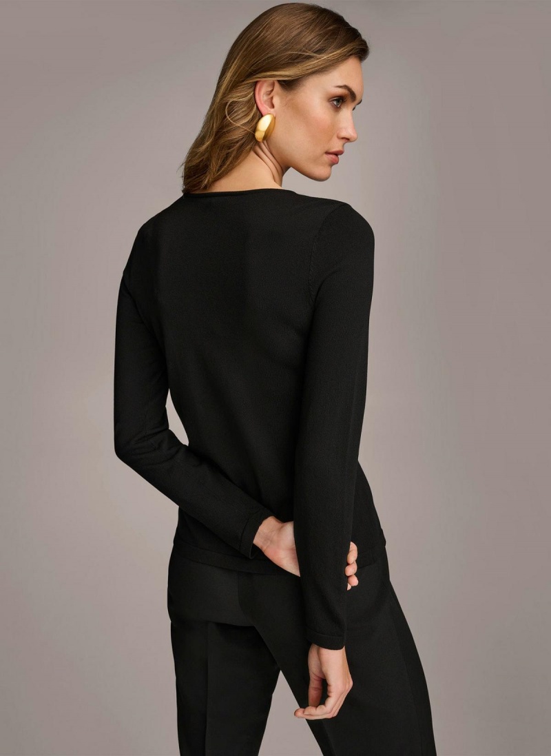 Donna Karan Buckle Hardware Sweaters and Tops Black | NZ_DK68337