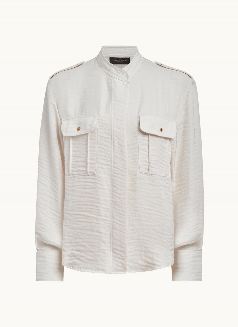 Donna Karan Button Up With Pockets Sweaters and Tops Cream | NZ_DK71954