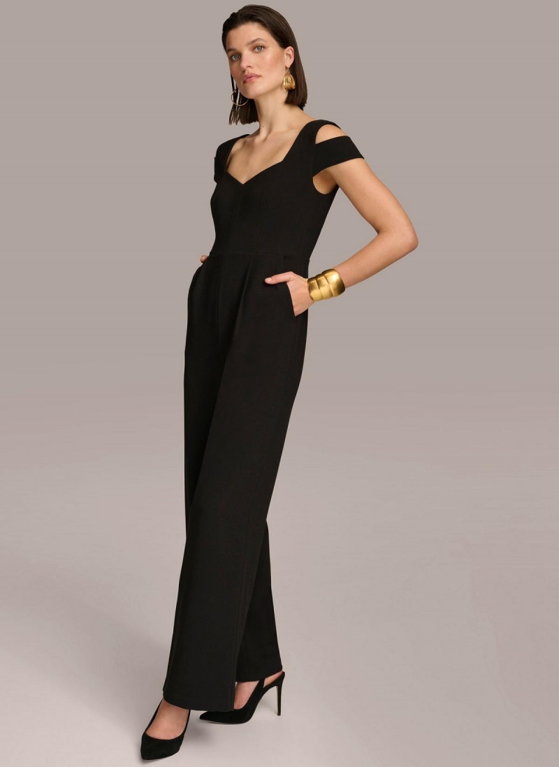 Donna Karan Cold Shoulder  Jumpsuit Black | NZ_DK52752