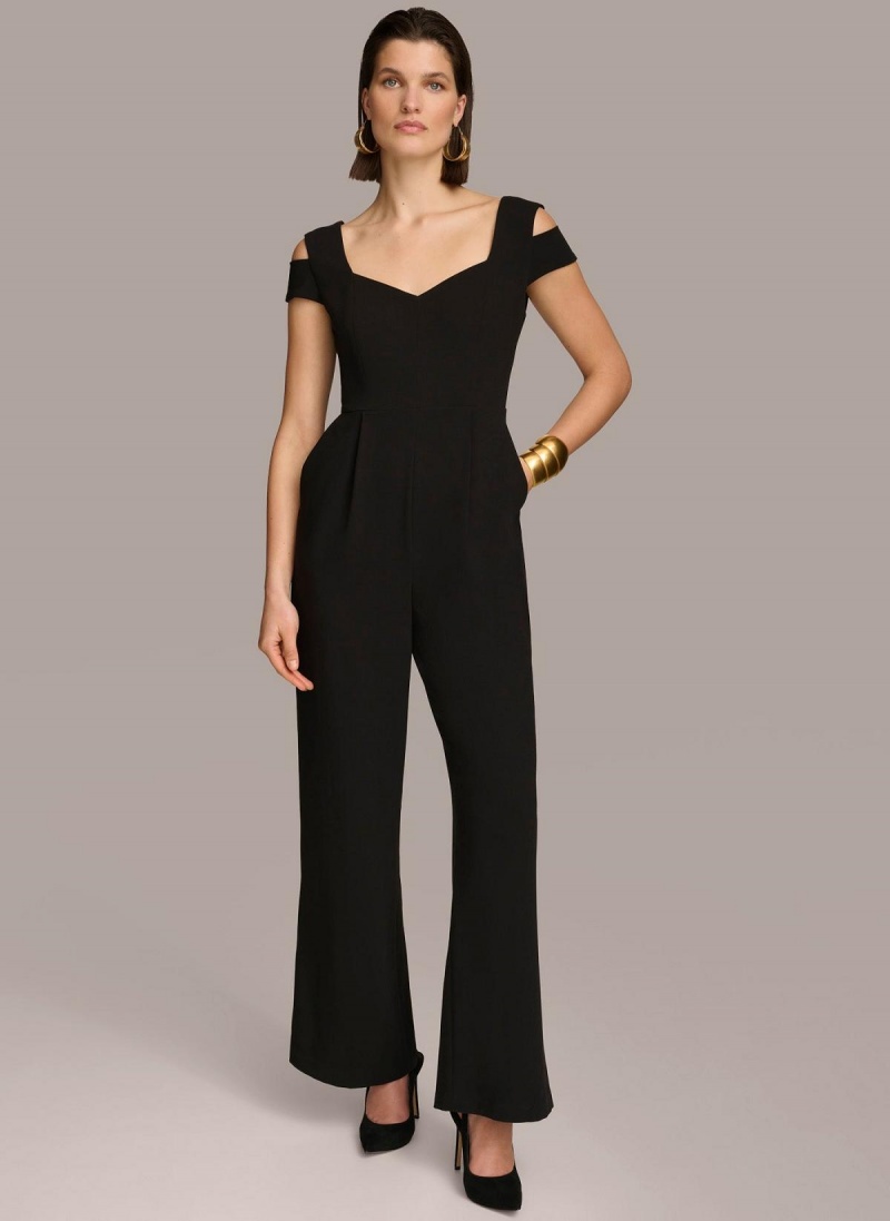 Donna Karan Cold Shoulder  Jumpsuit Black | NZ_DK52752