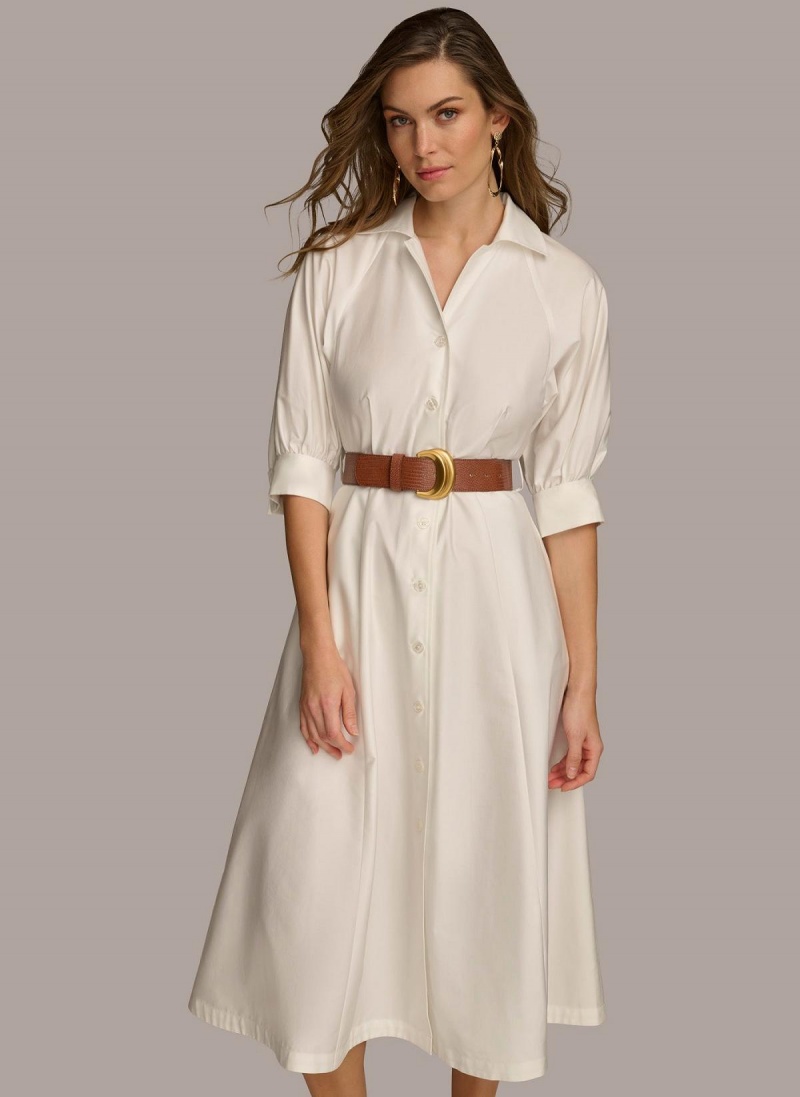 Donna Karan Cotton Shirt Dress Cream | NZ_DK11254