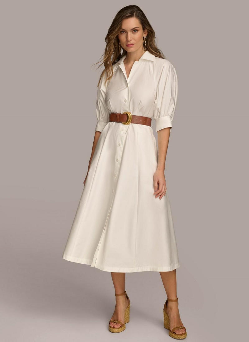 Donna Karan Cotton Shirt Dress Cream | NZ_DK11254