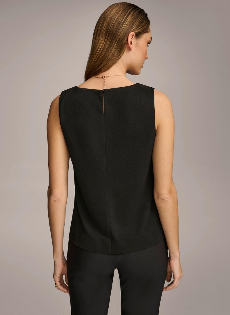 Donna Karan Crew Neck Layering Knit Sweaters and Tops Black | NZ_DK75588