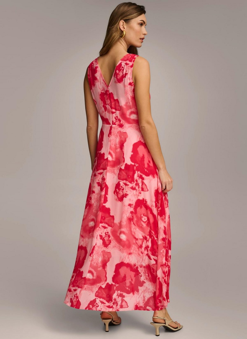 Donna Karan Floral Midi Dress Pink | NZ_DK88825