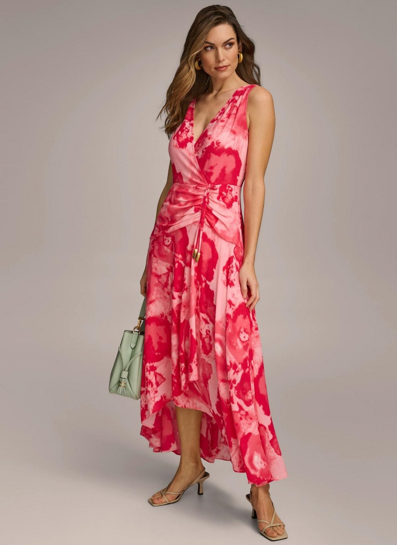 Donna Karan Floral Midi Dress Pink | NZ_DK88825