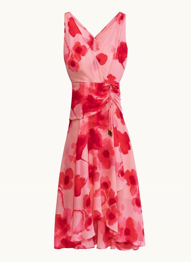 Donna Karan Floral Midi Dress Pink | NZ_DK88825