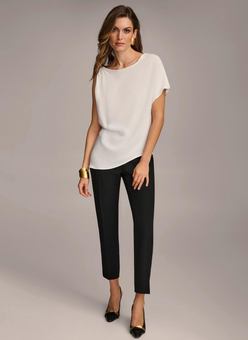 Donna Karan Gathered Hardware Shoulder Sweaters and Tops Cream | NZ_DK96144