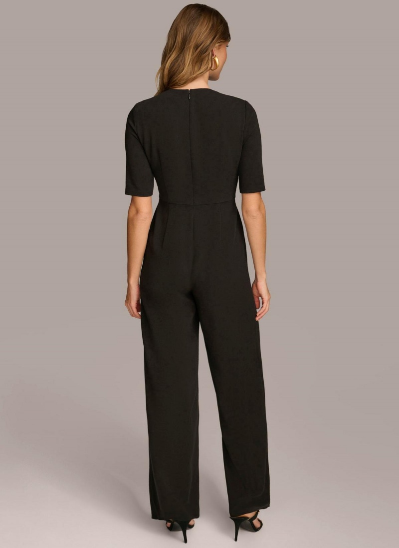 Donna Karan Half Sleeve Twist Neck Jumpsuit Black | NZ_DK25322