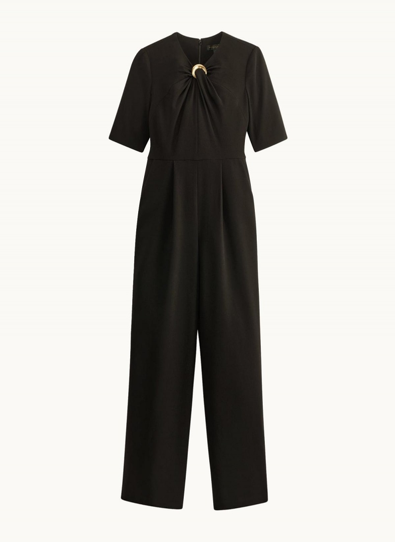 Donna Karan Half Sleeve Twist Neck Jumpsuit Black | NZ_DK25322