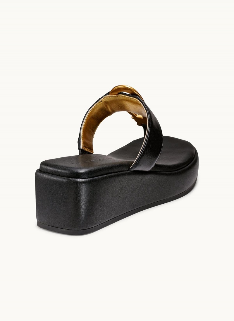 Donna Karan Harlyn Wedge Sandals Black | NZ_DK49616