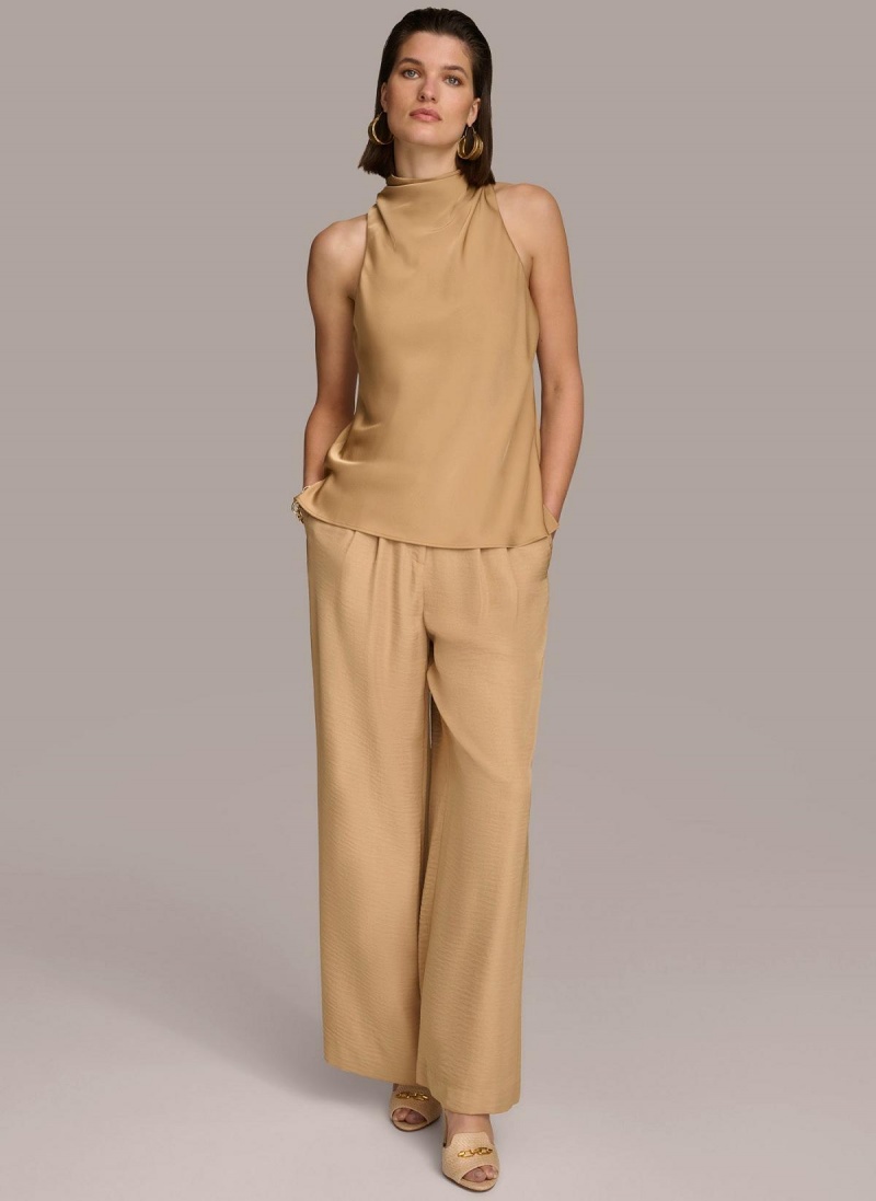 Donna Karan High Drape Neck Sweaters and Tops Gold | NZ_DK56344