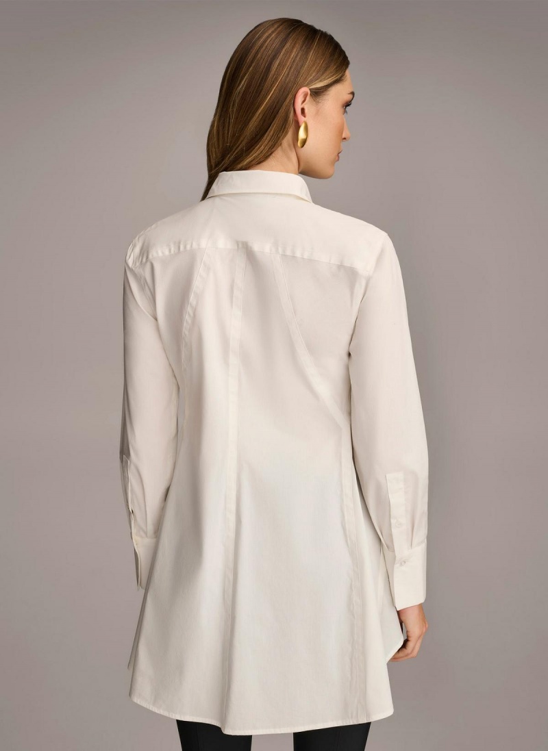 Donna Karan Long Sleeve A-line Tunic Sweaters and Tops Cream | NZ_DK99624