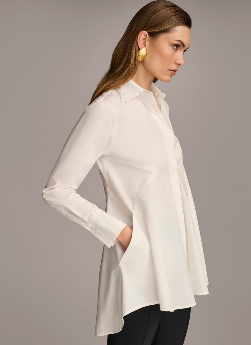 Donna Karan Long Sleeve A-line Tunic Sweaters and Tops Cream | NZ_DK99624