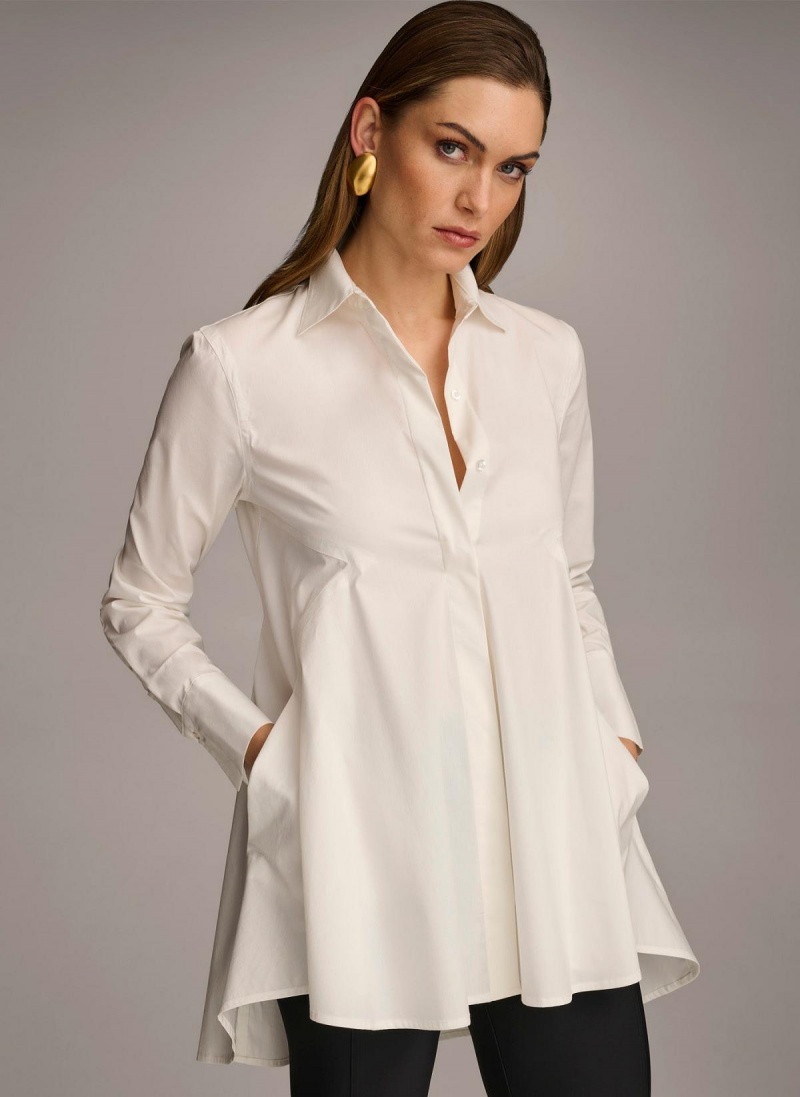 Donna Karan Long Sleeve A-line Tunic Sweaters and Tops Cream | NZ_DK99624