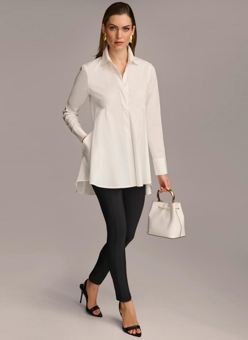 Donna Karan Long Sleeve A-line Tunic Sweaters and Tops Cream | NZ_DK99624