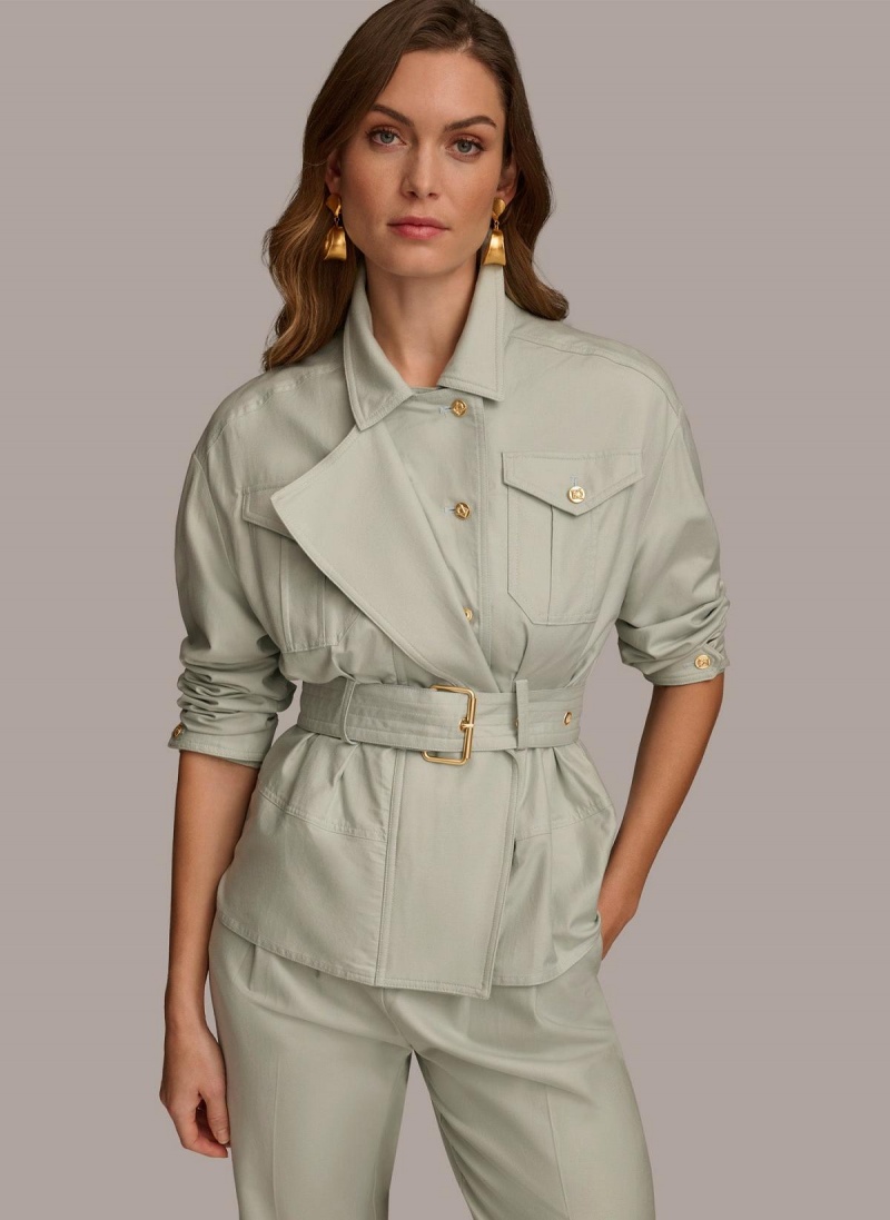 Donna Karan Long Sleeve Belted Utility Jacket Blue | NZ_DK50952