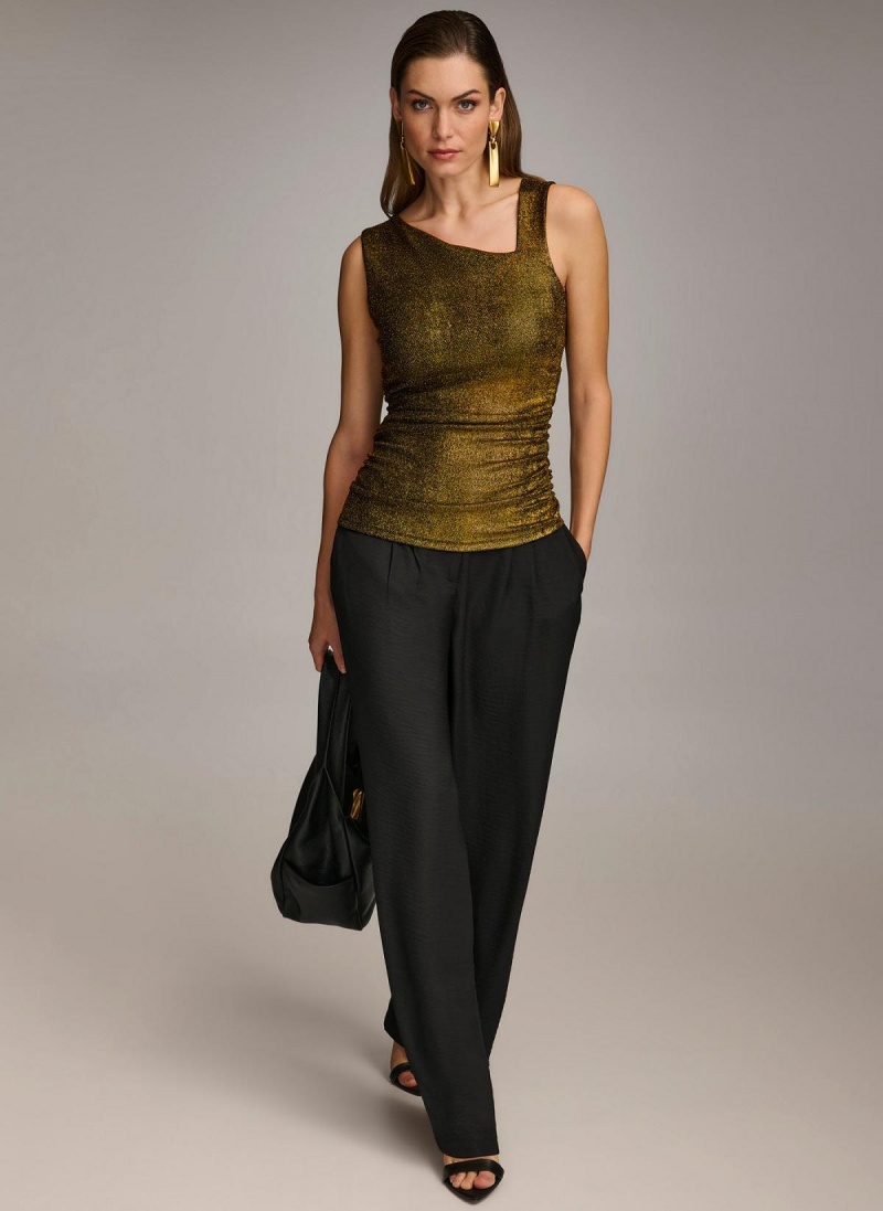 Donna Karan Metallic Tank Sweaters and Tops Black | NZ_DK64296