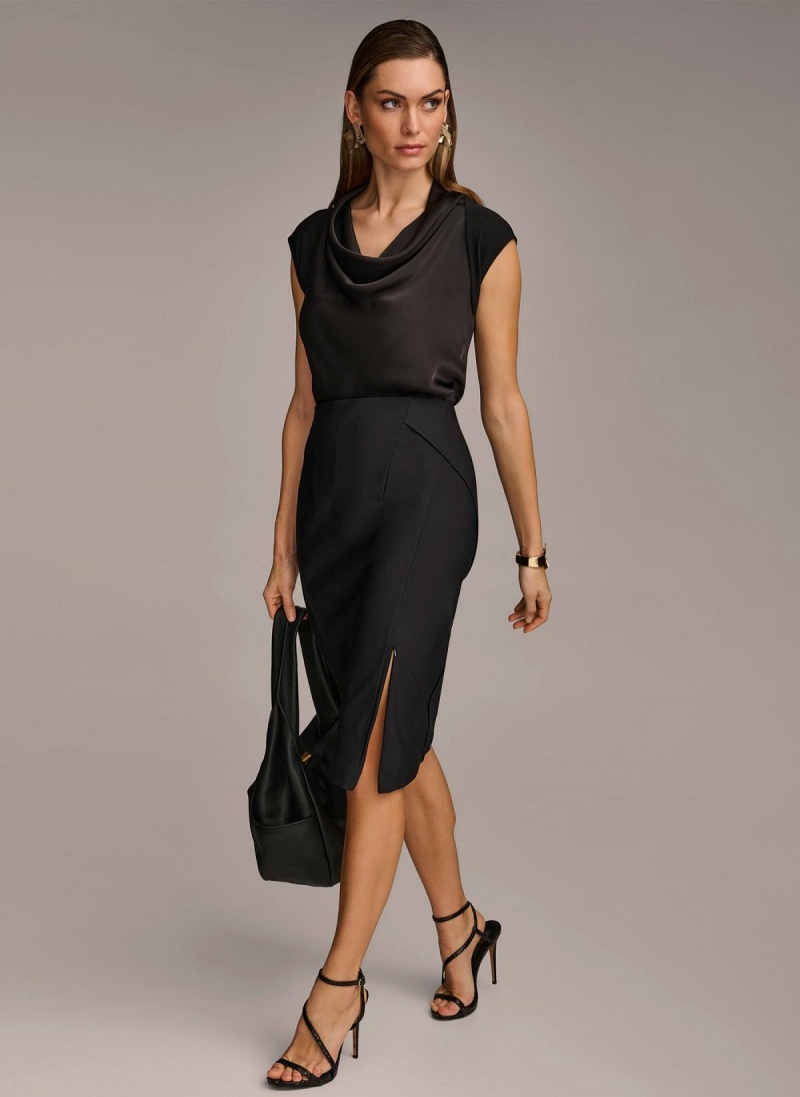 Donna Karan Midi Pencil Skirt Black | NZ_DK79411