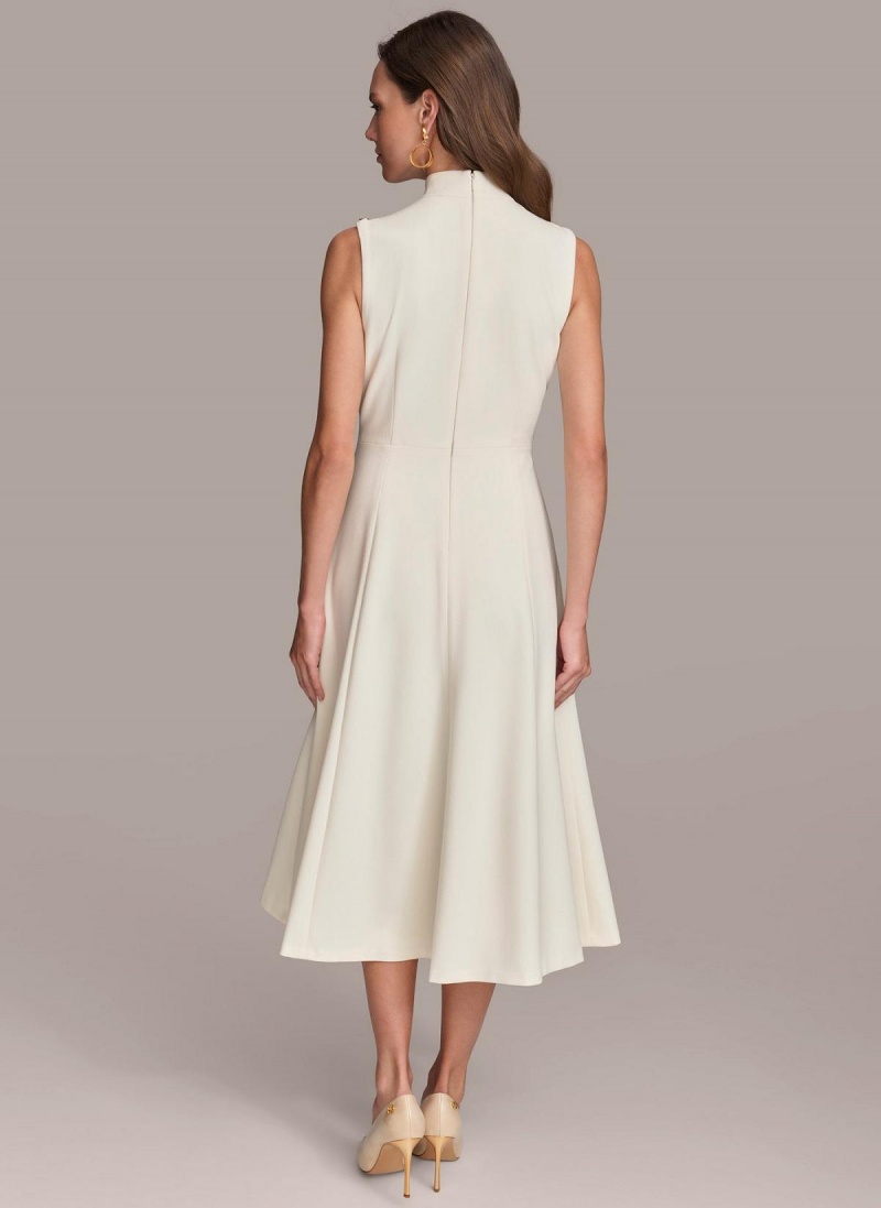 Donna Karan Mock Neck Midi Dress Cream | NZ_DK99097