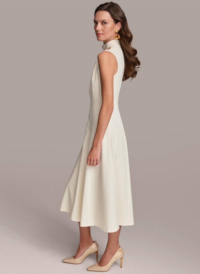 Donna Karan Mock Neck Midi Dress Cream | NZ_DK99097