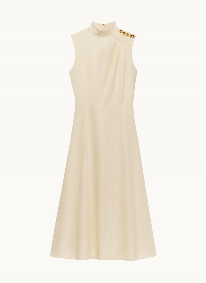 Donna Karan Mock Neck Midi Dress Cream | NZ_DK99097