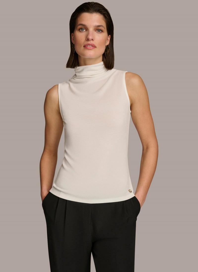 Donna Karan Mockneck Sweaters and Tops Cream | NZ_DK68656