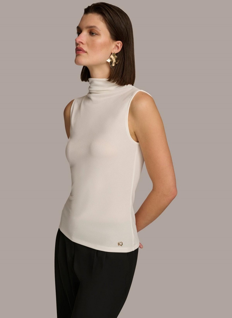 Donna Karan Mockneck Sweaters and Tops Cream | NZ_DK68656