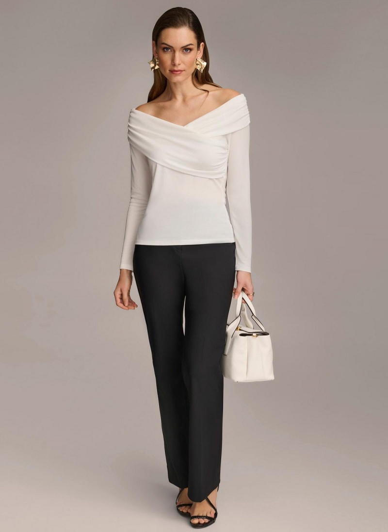 Donna Karan Off Shoulder Wrap Sweaters and Tops Cream | NZ_DK34328