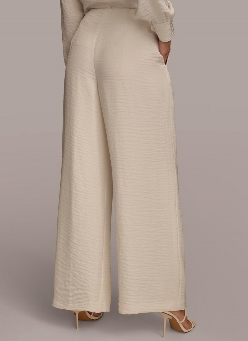 Donna Karan Pleated Wide Leg Pants Cream | NZ_DK32105