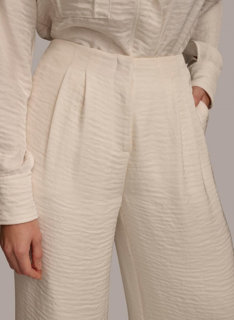 Donna Karan Pleated Wide Leg Pants Cream | NZ_DK32105