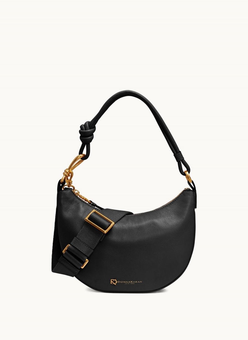 Donna Karan Roslyn Small Hobo Bag Black / Gold | NZ_DK86813